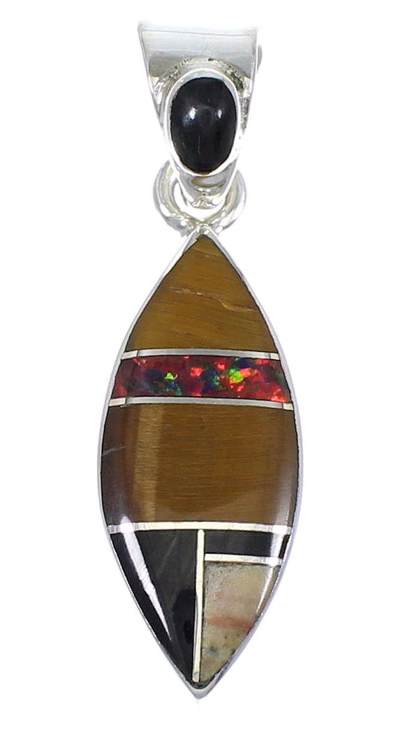 Sterling Silver And Multicolor Southwest Pendant YX67953